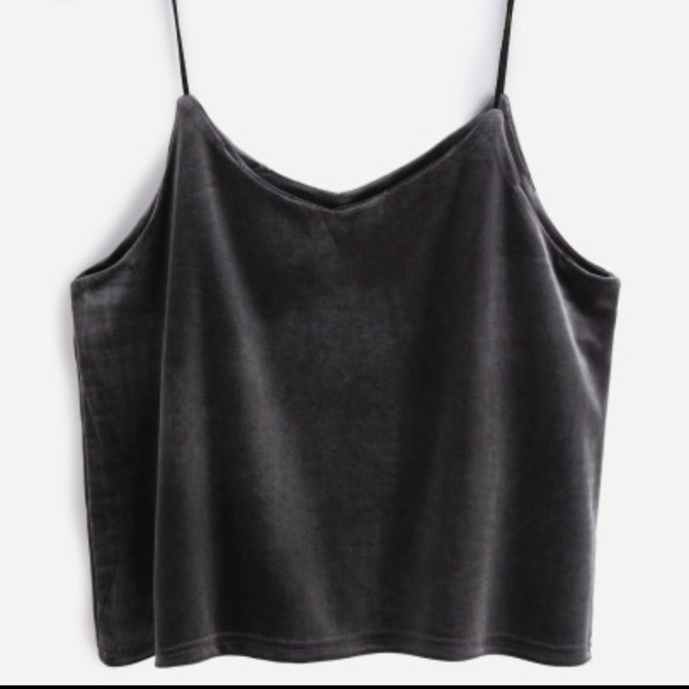 Grey velvet tank top